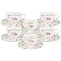 Набор 12 предметов Розовый танец: 6 чашек + 6 блюдец